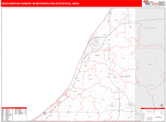 Niles-Benton Harbor Metro Area Digital Map Red Line Style